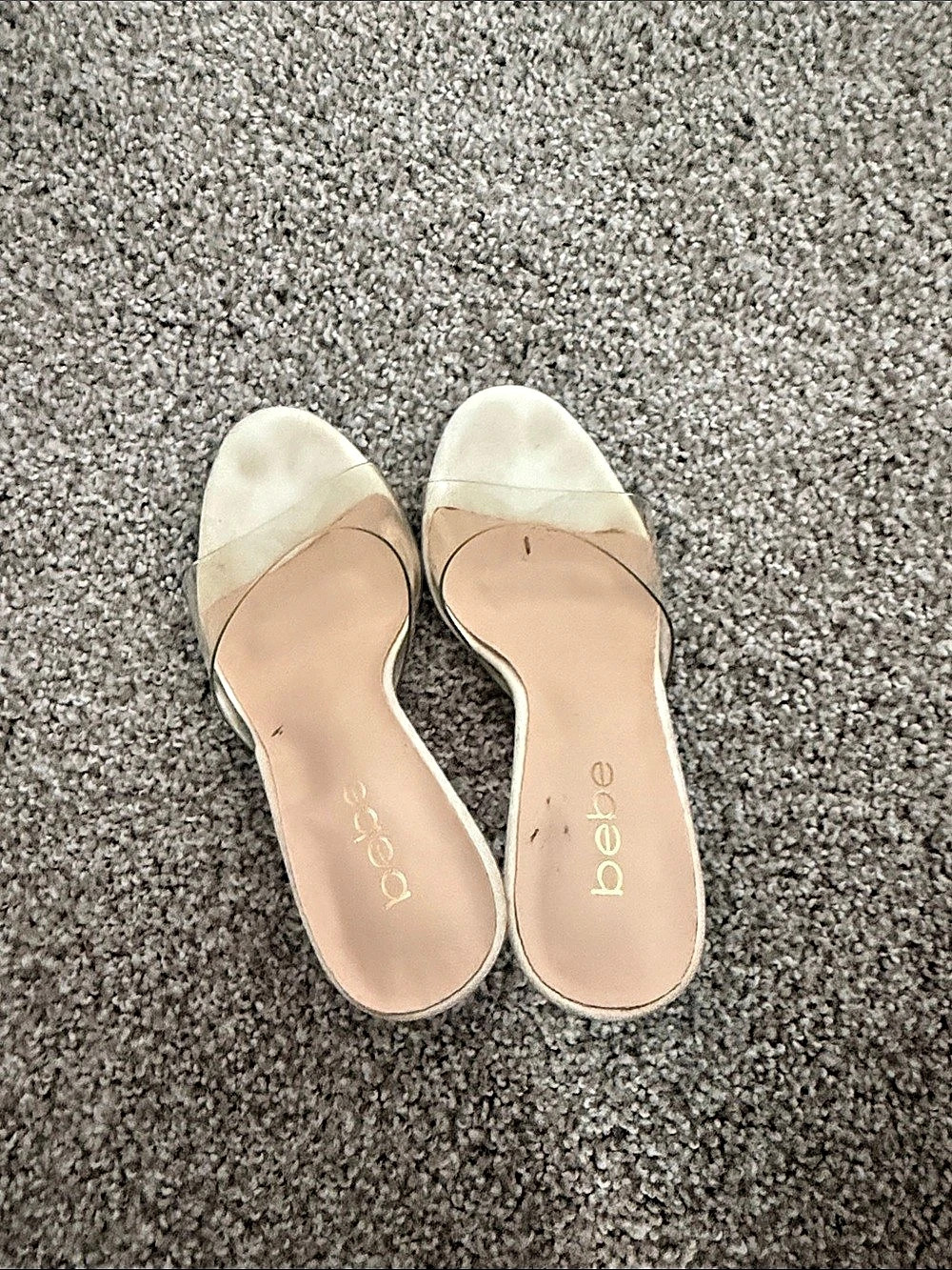 Bebe Sandra Rhinestone Heels Cream US 7.5 - Picture 2 of 4